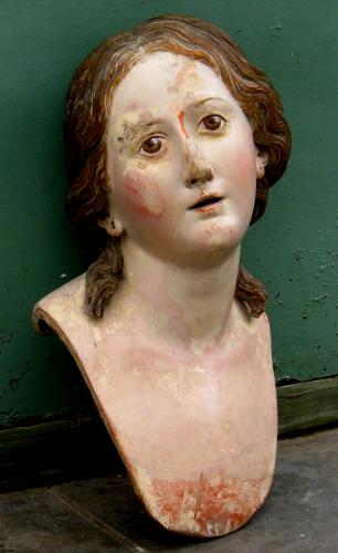 antiguo rostro colonial en madera tallada de  - Imagen 1
