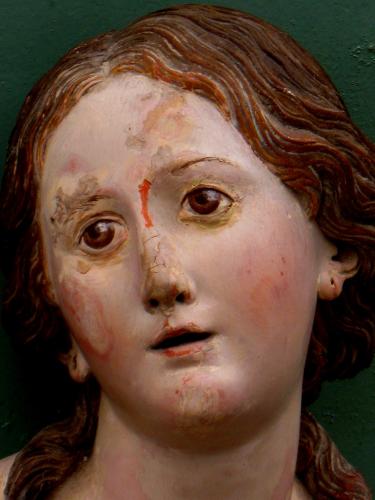 antiguo rostro colonial en madera tallada de  - Imagen 2